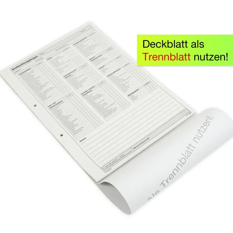 TimeTEX Block Schüler-Beobachtung A4, 30 Blatt mit Durchschlag