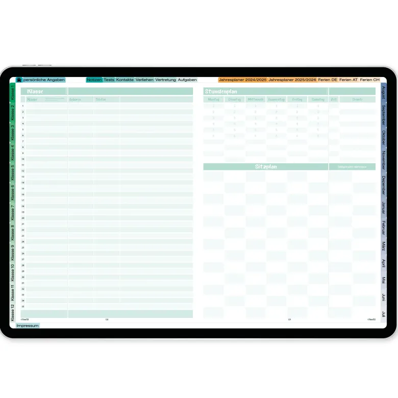 TimeTEX Digitaler Design-Schulplaner DigiPlan 2026/2027, mint