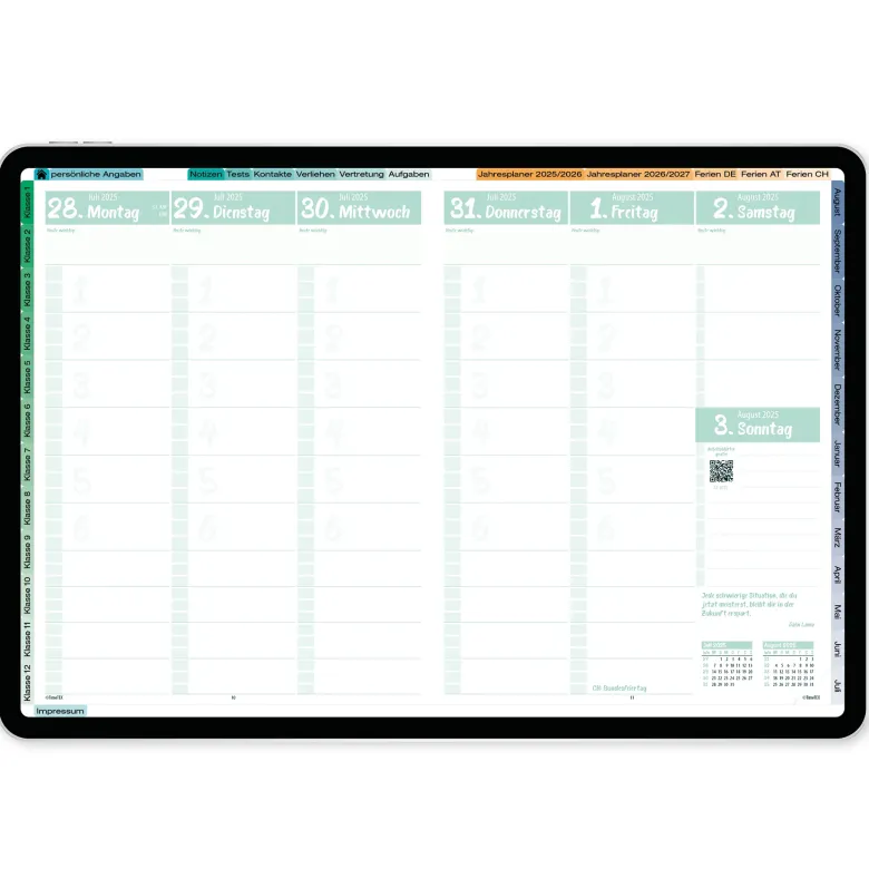 TimeTEX Digitaler Design-Schulplaner DigiPlan 2026/2027, mint