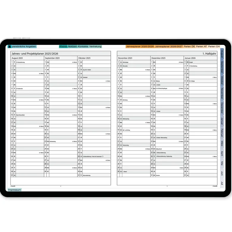 TimeTEX Digitaler Kompakt-Lehrerkalender DigiPlan 2026/2027