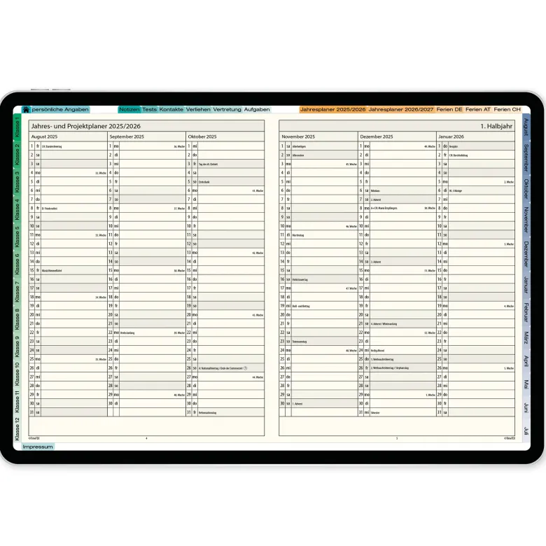 TimeTEX Digitaler Natura-Schulplaner DigiPlan 2026/2027