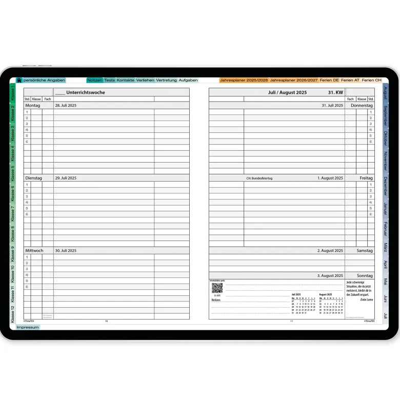 TimeTEX Digitaler System-Schulplaner DigiPlan, grün 2026/2027