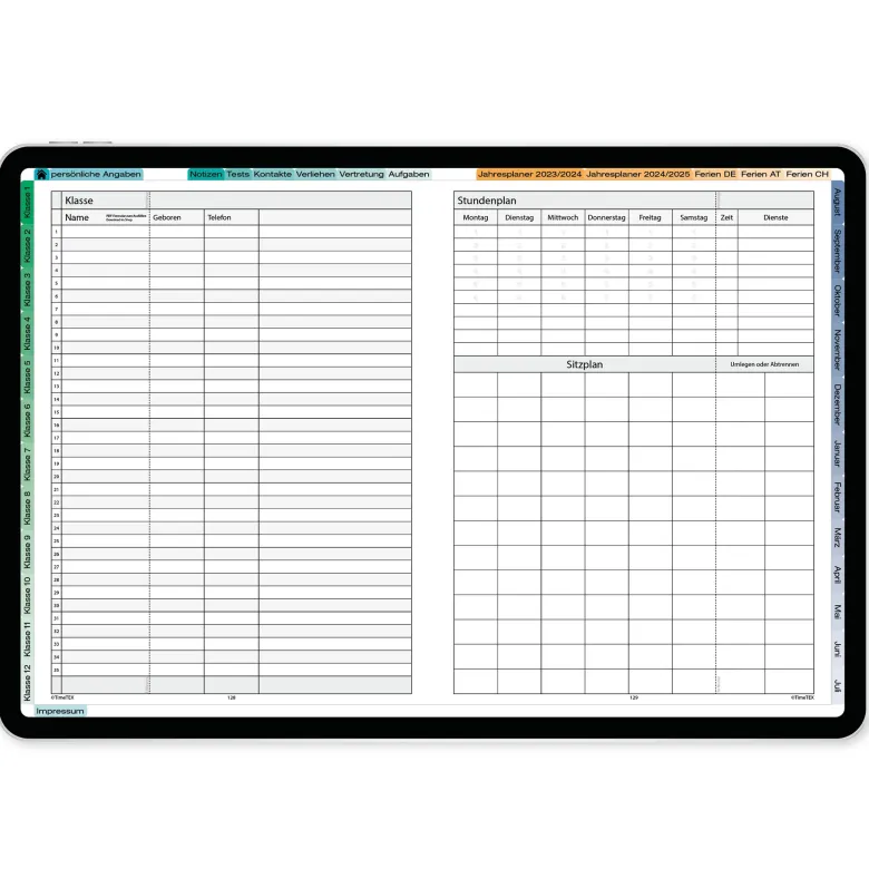 TimeTEX Digitaler Trend-Schulplaner DigiPlan 2026/2027, lagune