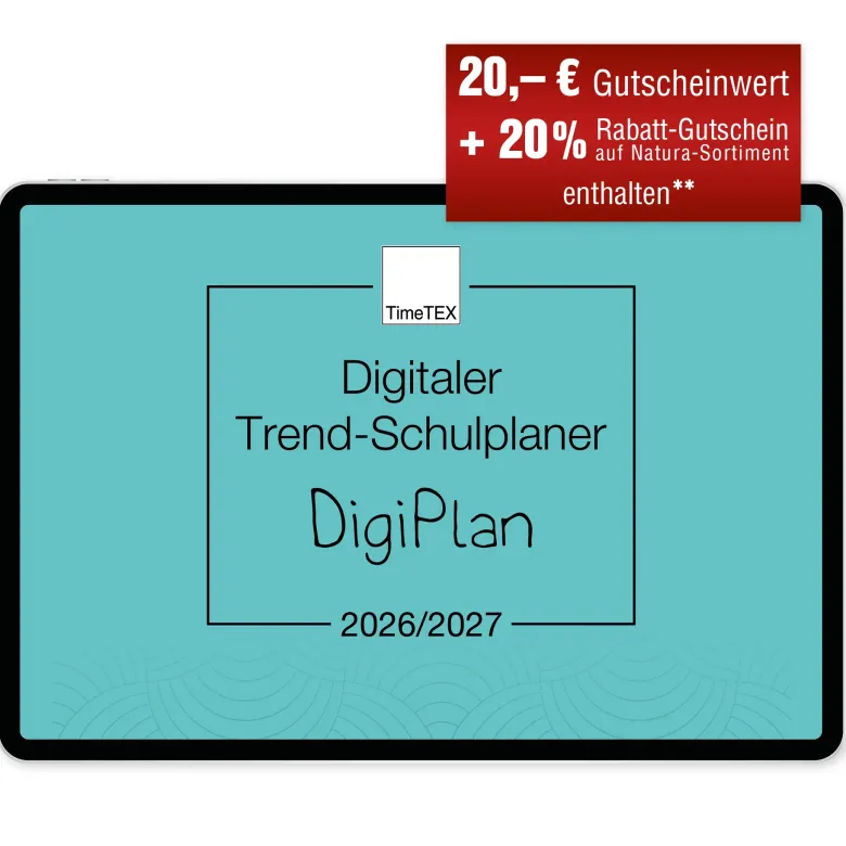 TimeTEX Digitaler Trend-Schulplaner DigiPlan 2026/2027, lagune