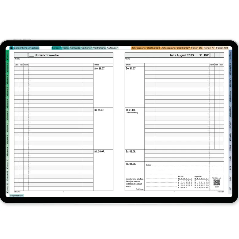 TimeTEX Digitaler Trend-Schulplaner DigiPlan 2026/2027, nachtblau