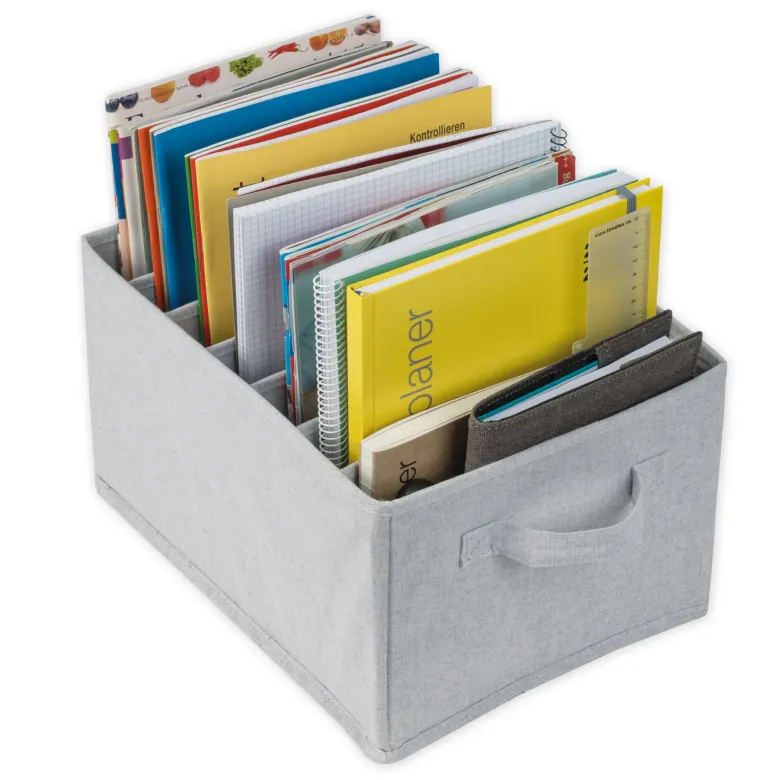 TimeTEX Fächerbox "Origami" A4 mit 7 Fächern, aus Stoff, hellgrau