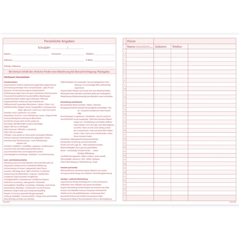 TimeTEX Heft Schüler-Beobachtung A4