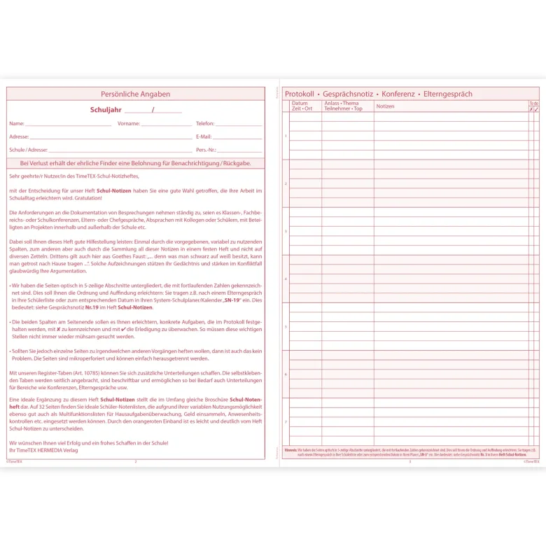 TimeTEX Heft Schul-Notizen A4