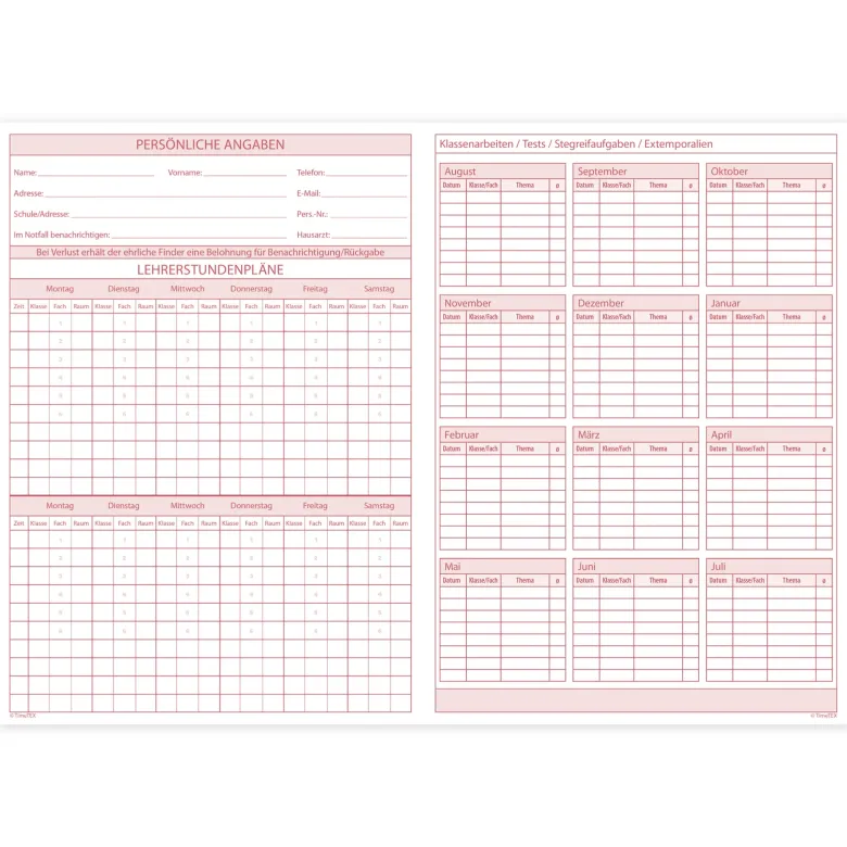 TimeTEX Heft Stoffverteilungs-Plan A4