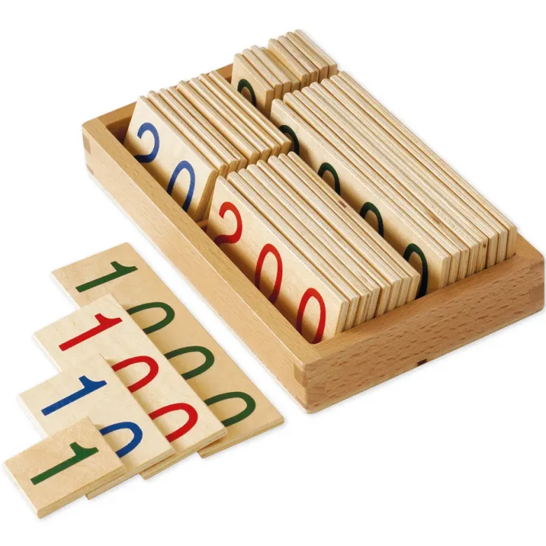 TimeTEX Hölzerne Zahlenkarten 1-9.000, klein, im Kasten "Montessori Premium"
