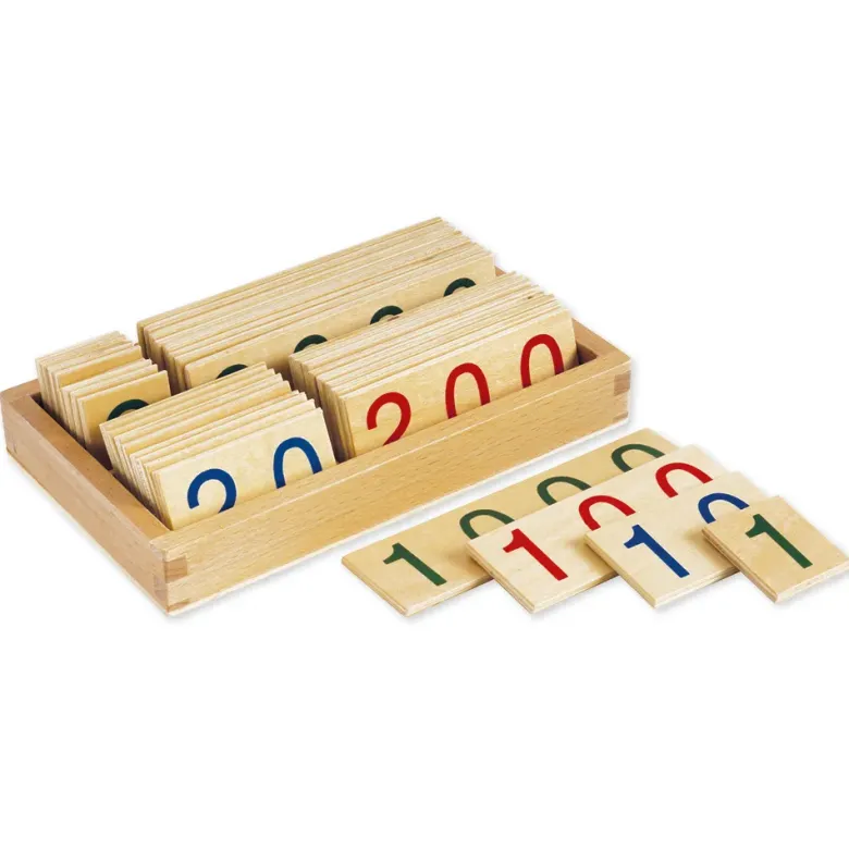TimeTEX Hölzerne Zahlenkarten 1-9.000, klein, im Kasten "Montessori Premium"