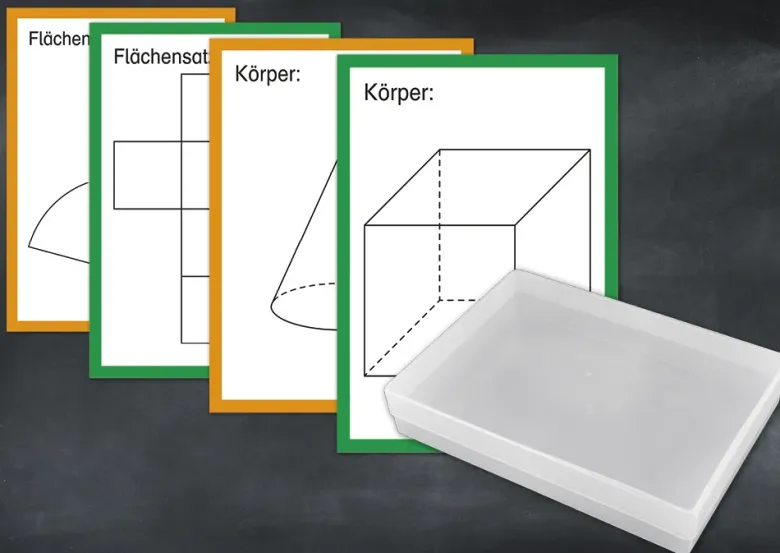 TimeTEX Karten "Geometrische Körper" aus Pappe A4, magnetisch, 57-tlg. in Box