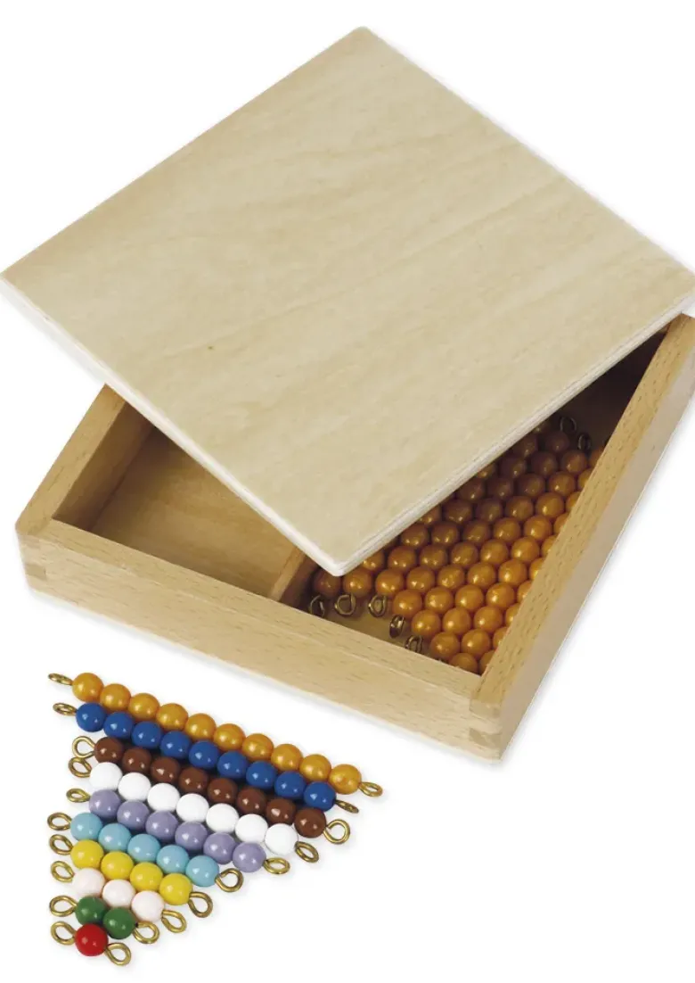 TimeTEX Kasten mit farbiger Perlentreppe und Zehnerstangen, lose Perlen "Montessori Premium"