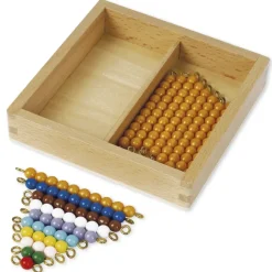 TimeTEX Kasten mit farbiger Perlentreppe und Zehnerstangen, lose Perlen