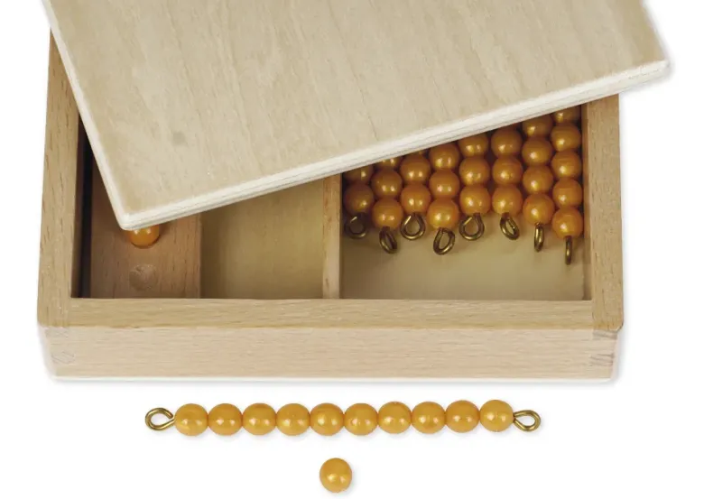 TimeTEX Kasten mit Zehnerstangen und Einerperlen, lose Perlen "Montessori Premium"