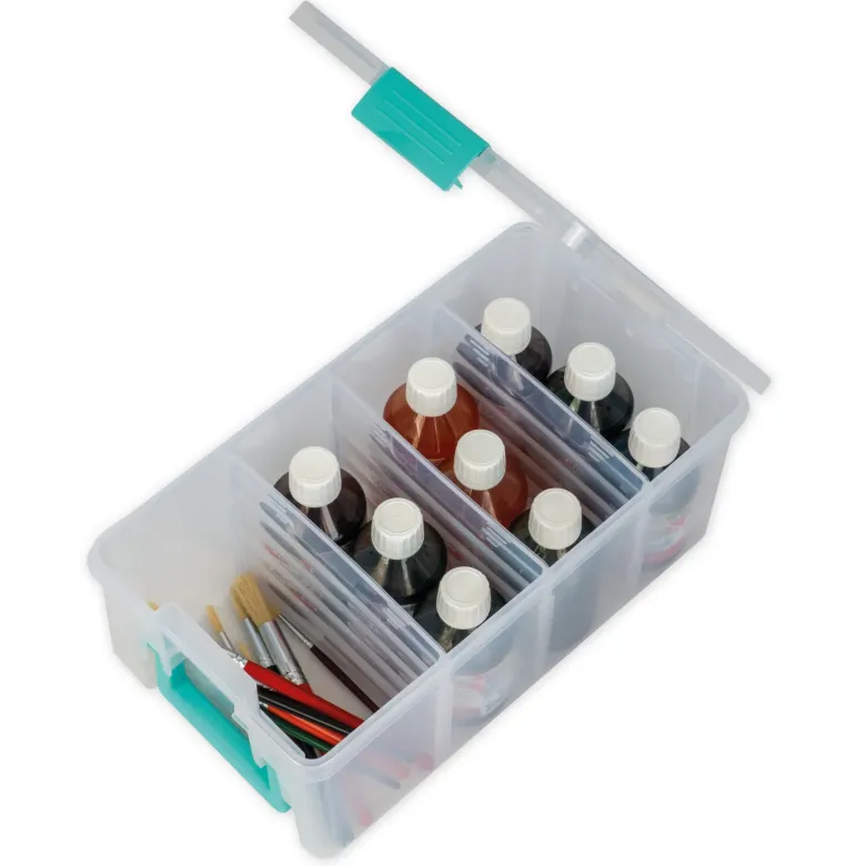 TimeTEX Klappdeckel-Box mit Stifte-Einsatz, transparent