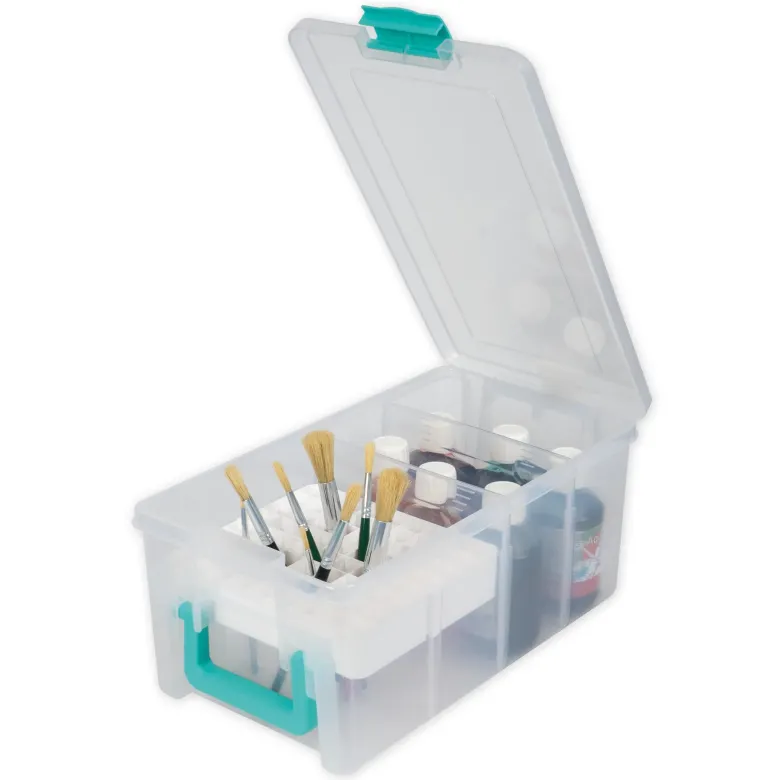 TimeTEX Klappdeckel-Box mit Stifte-Einsatz, transparent