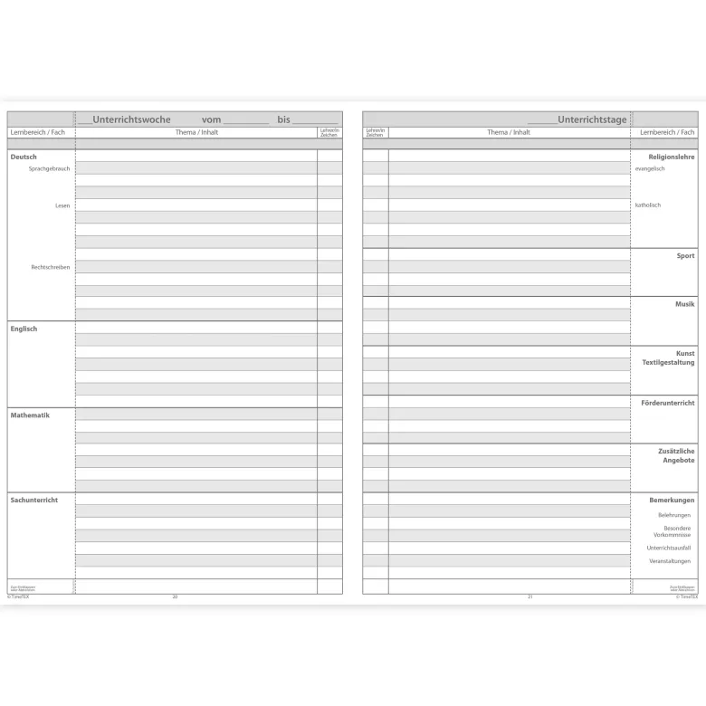 TimeTEX Klassenbuch A4-Plus, Grundschule