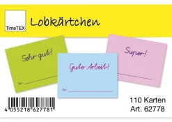 TimeTEX Lobkärtchen für Schüler, 110 Stück im Etui