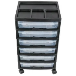 TimeTEX Schubladen-Block mit 6 Klappdeckel-Boxen und 4 Lenkrollen