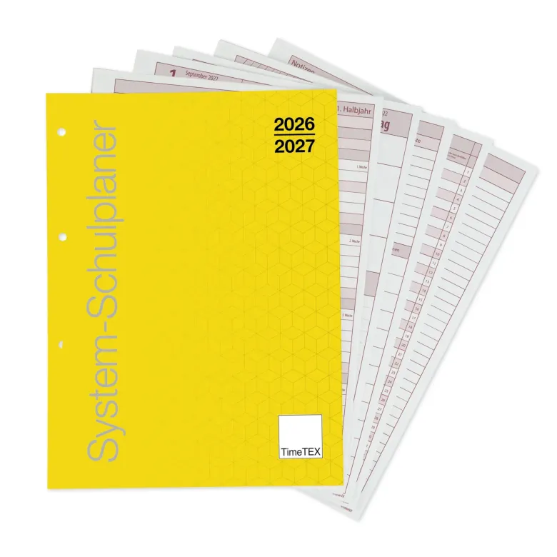 TimeTEX Schulplaner "lose Blatteinlage", A4-Plus, gelb 2026/2027