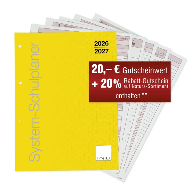 TimeTEX Schulplaner "lose Blatteinlage", A4-Plus, gelb 2026/2027