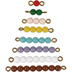 TimeTEX Set Farbige Perlentreppe 1-9 mit Tablett "Montessori Premium"