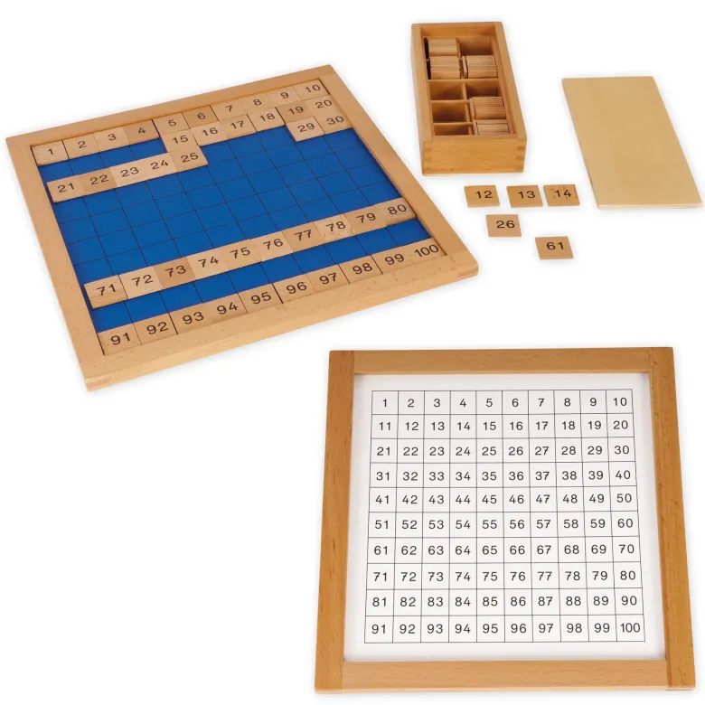 TimeTEX Set Hunderterbrett mit Kontrolltafel "Montessori Premium"