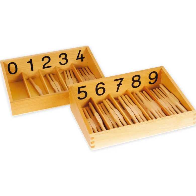 TimeTEX Set Spindelkästen 0-9, Druckschrift, mit Kasten "Montessori Premium"