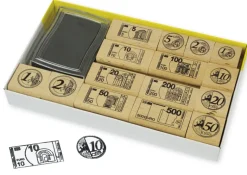 TimeTEX Set Währungs-Stempel EURO aus Holz mit Stempelkissen, 16-tlg.