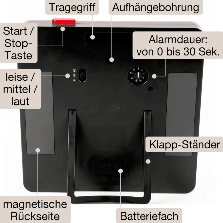 TimeTEX Timer "Countdown" XL, 32x32 cm, mit Pausentaste