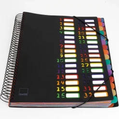 TimeTEX Tisch-Fächermappe 1-32 A4, farbig mit Verschlussgummi