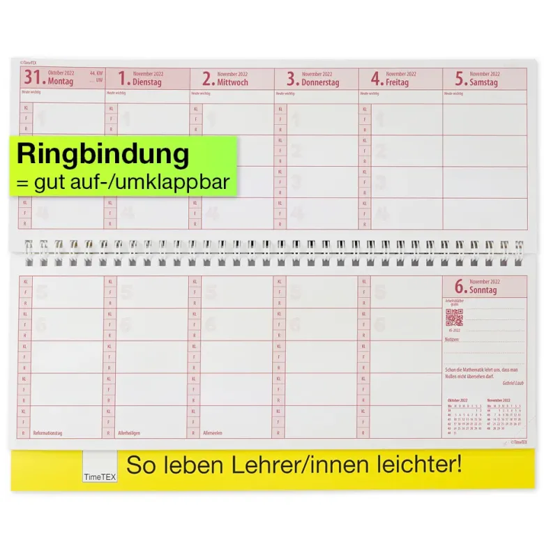 TimeTEX Tisch-Schulplaner 2026/2027, Querformat