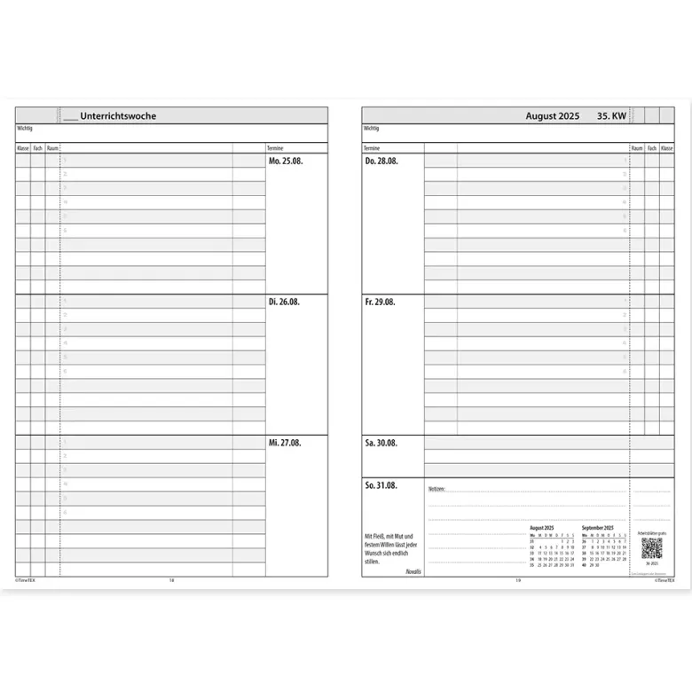 TimeTEX Trend-Schulplaner A4, 2026/2027, flamingo