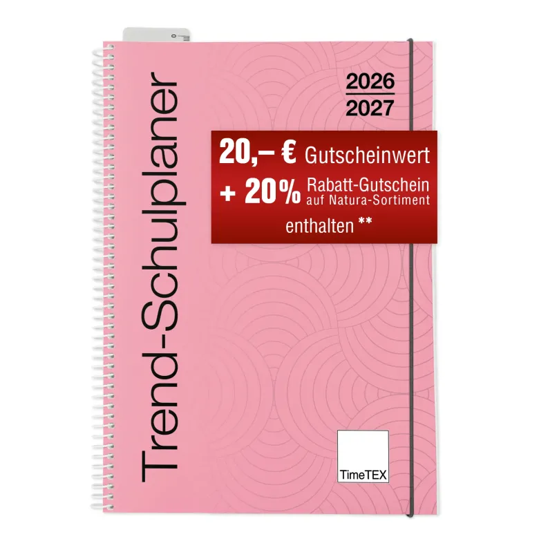 TimeTEX Trend-Schulplaner A4, 2026/2027, flamingo