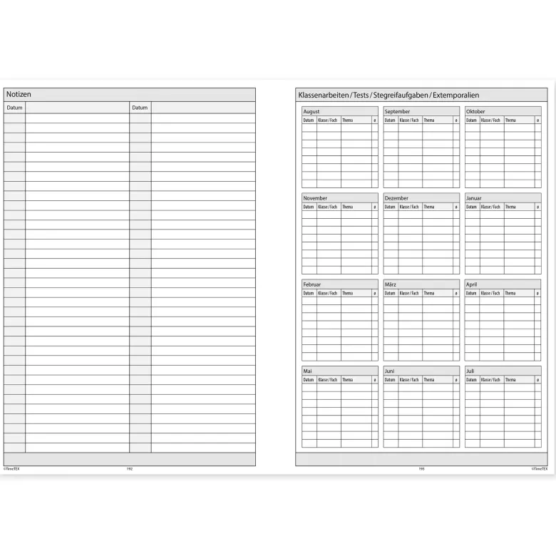 TimeTEX Trend-Schulplaner Hardcover A4-Plus, 2026/2027, lagune