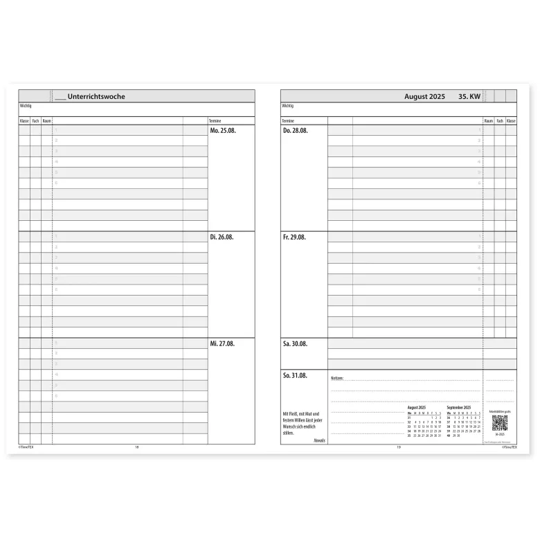 TimeTEX Trend-Schulplaner Hardcover A5-Plus, 2026/2027, lagune