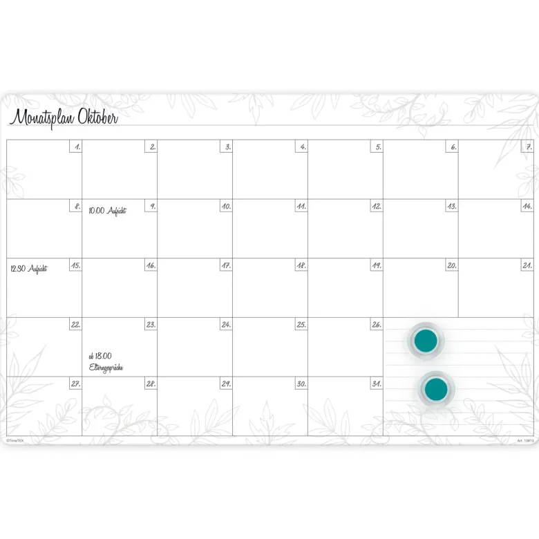 TimeTEX Whiteboard-Monatsplan A3-Plus "Mein Monat", magnetisch, 4-tlg.