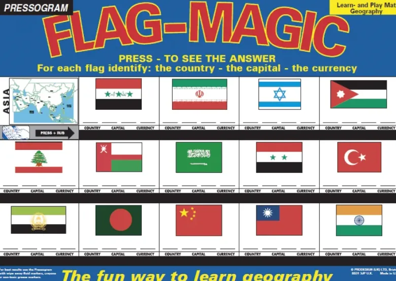 TimeTEX Zaubertafel "Flaggen-Zauber" Englisch Asien