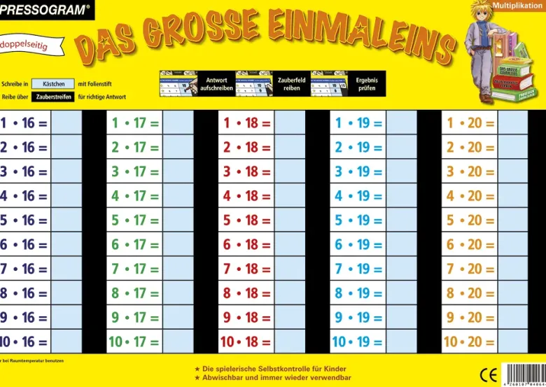TimeTEX Zaubertafel "Mathematik" Großes 1 x 1