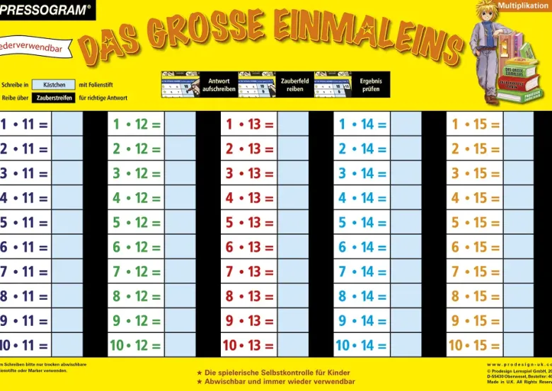 TimeTEX Zaubertafel "Mathematik" Großes 1 x 1