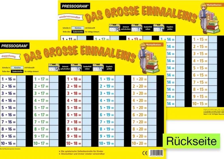 TimeTEX Zaubertafel "Mathematik" Großes 1 x 1