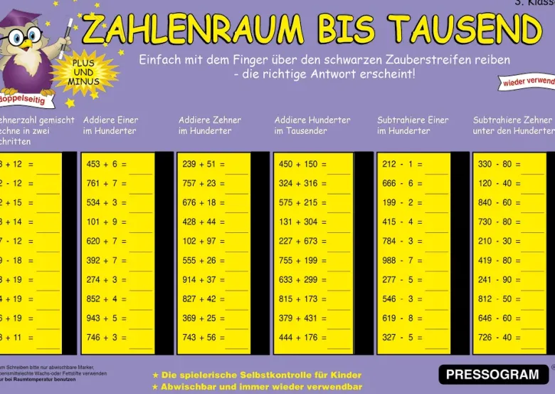 TimeTEX Zaubertafel "Mathematik" Zahlenraum bis 1000