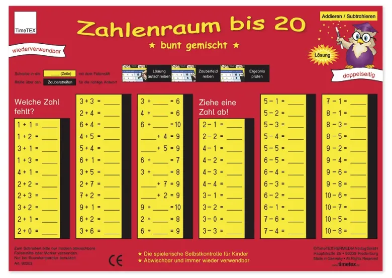 TimeTEX Zaubertafel "Mathematik" Zahlenraum bis 20
