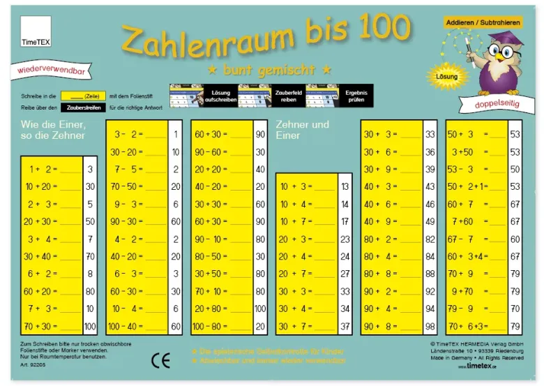 TimeTEX Zaubertafel "Mathematik" Zahlenraum bis 100