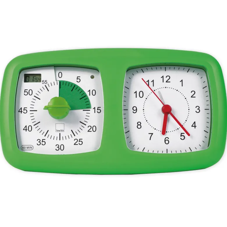 TimeTEX Zeitdauer-Uhr "lautlos" 4in1, grün, 18x10 cm