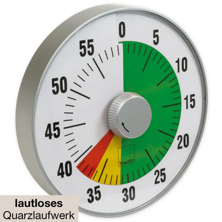 TimeTEX Zeitdauer-Uhr "lautlos" L, 19 cm ø mit Ampelscheibe