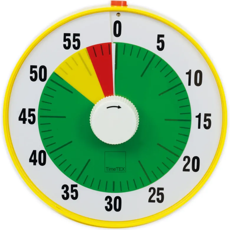 TimeTEX Zeitdauer-Uhr "lautlos" L, 19 cm ø, mit Ampelscheibe + Pausentaste