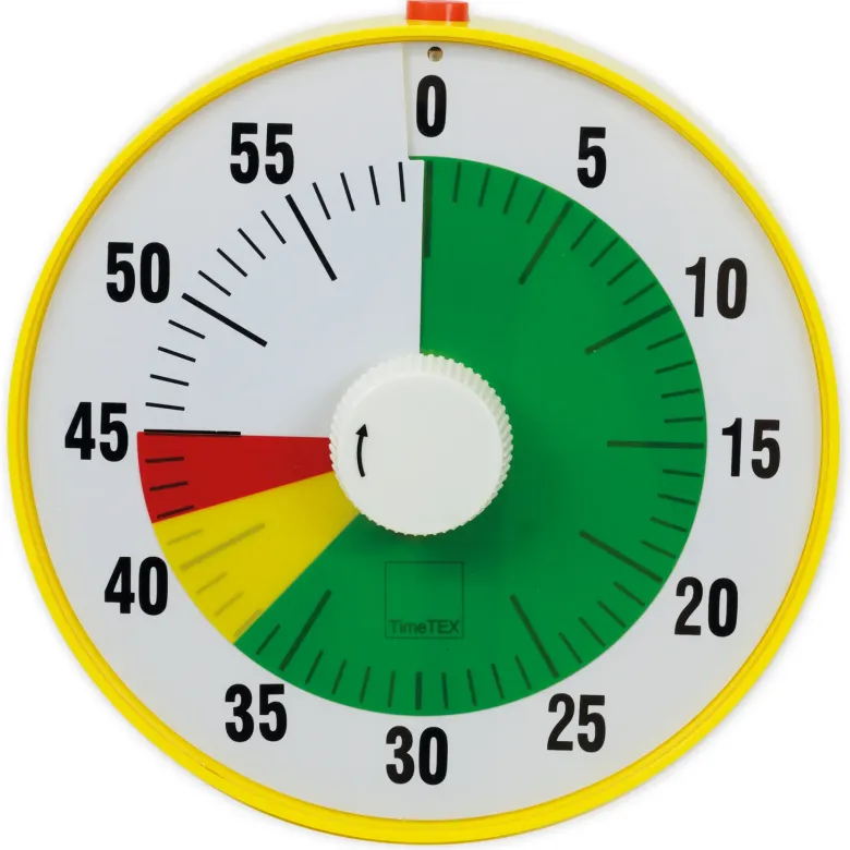 TimeTEX Zeitdauer-Uhr "lautlos" L, 19 cm ø, mit Ampelscheibe + Pausentaste