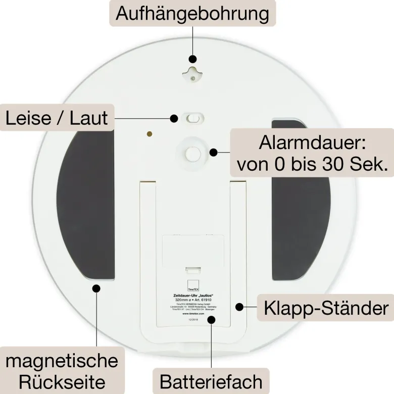 TimeTEX Zeitdauer-Uhr "lautlos" XL, 32 cm ø